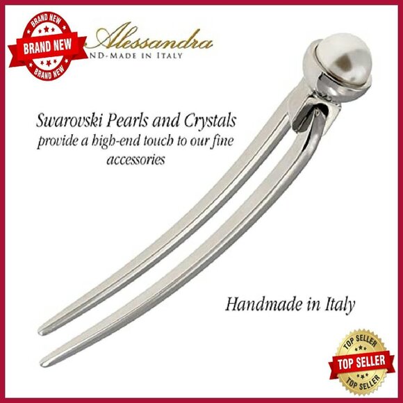 Handmade Italian U-Shape Hair Pin with Swarovski Pearls 2.75 Inch main image 6